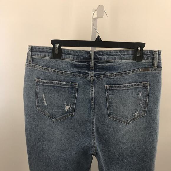 KANCAN Blue Vintage High Rise Distressed Slim Straight Ankle Jeans - Picture 7 of 12